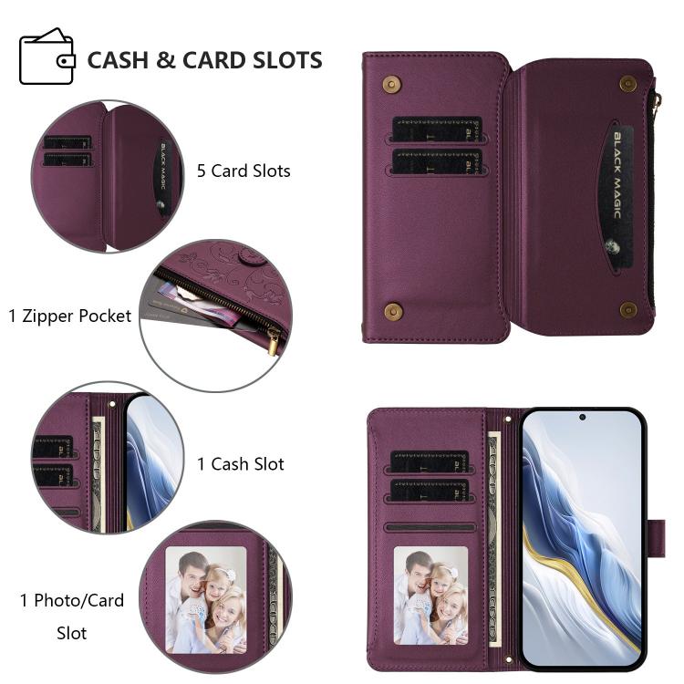 For Cubot Note 40 Butterfly Love Flower Multi-card Zipper Wallet Leather Phone Case