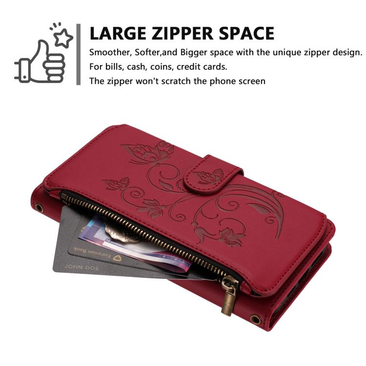 For Cubot Note 40 Butterfly Love Flower Multi-card Zipper Wallet Leather Phone Case