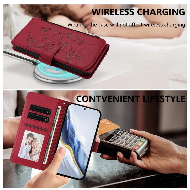 For Cubot Note 40 Butterfly Love Flower Multi-card Zipper Wallet Leather Phone Case