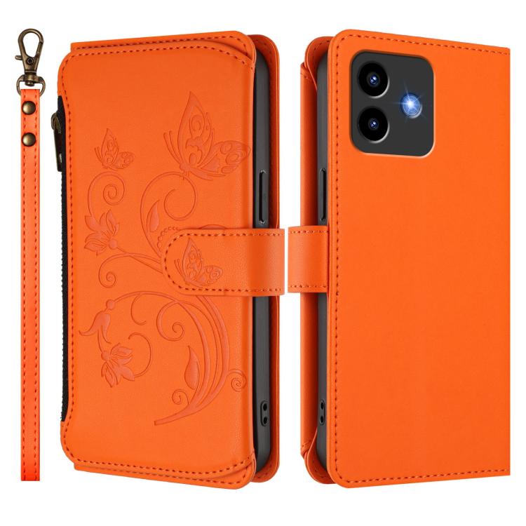For Cubot Note 40 Butterfly Love Flower Multi-card Zipper Wallet Leather Phone Case