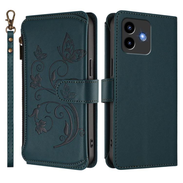 For Cubot Note 40 Butterfly Love Flower Multi-card Zipper Wallet Leather Phone Case