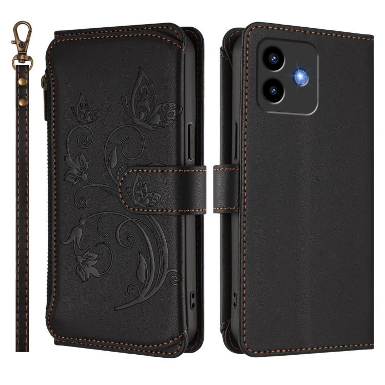 For Cubot Note 40 Butterfly Love Flower Multi-card Zipper Wallet Leather Phone Case