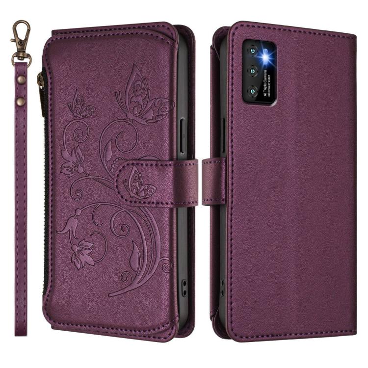 For Cubot P50 Butterfly Love Flower Multi-card Zipper Wallet Leather Phone Case