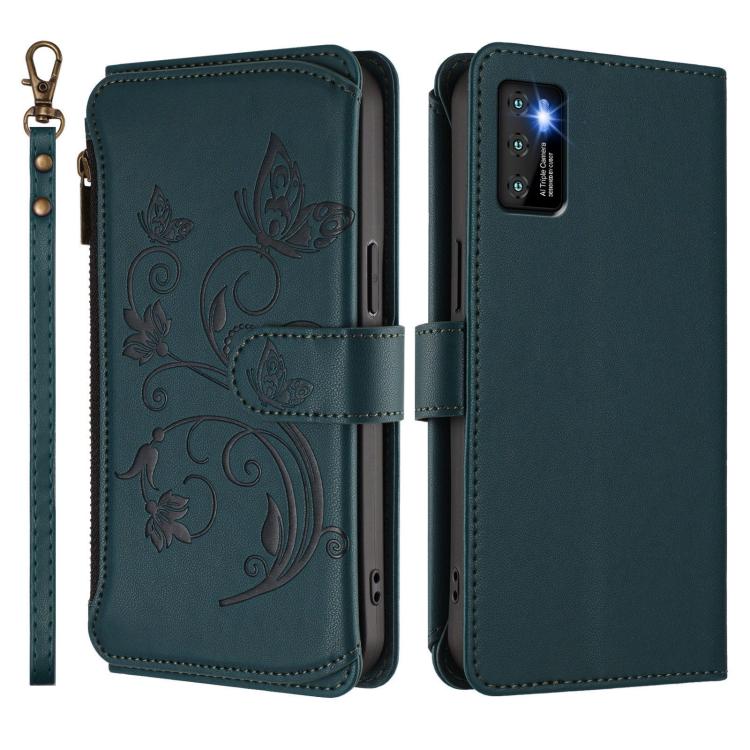 For Cubot P50 Butterfly Love Flower Multi-card Zipper Wallet Leather Phone Case