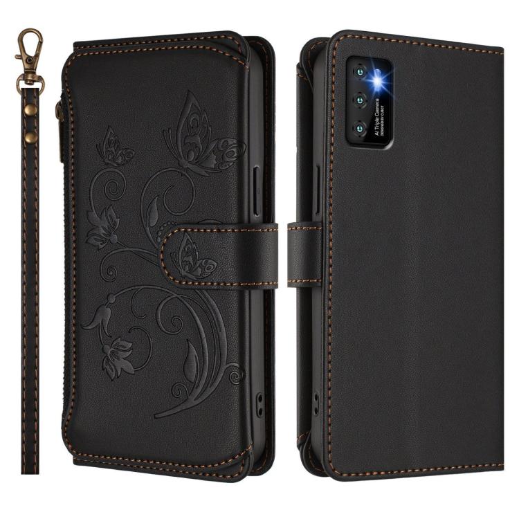 For Cubot P50 Butterfly Love Flower Multi-card Zipper Wallet Leather Phone Case