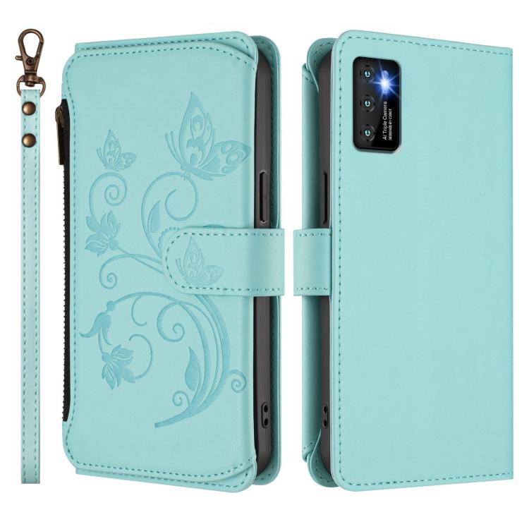For Cubot P50 Butterfly Love Flower Multi-card Zipper Wallet Leather Phone Case