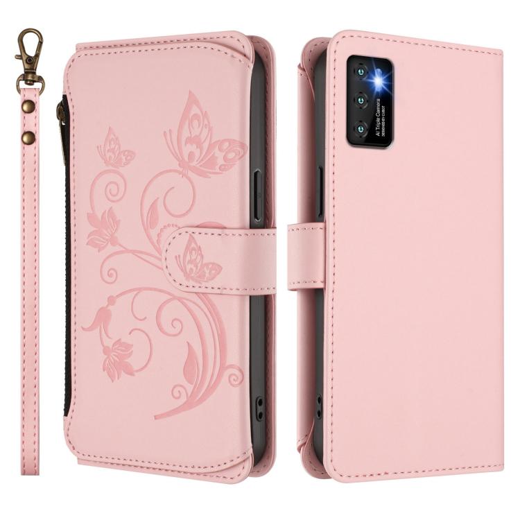 For Cubot P50 Butterfly Love Flower Multi-card Zipper Wallet Leather Phone Case