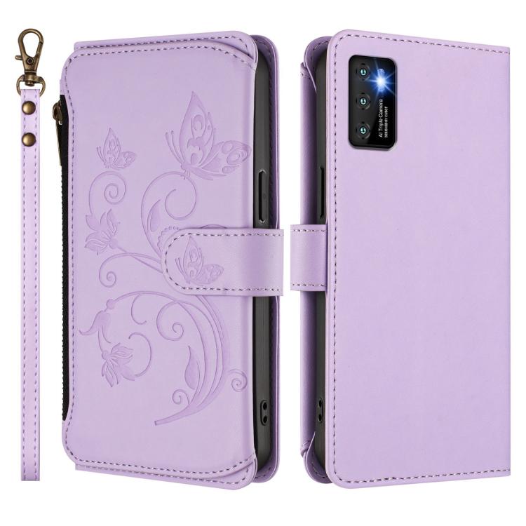 For Cubot P50 Butterfly Love Flower Multi-card Zipper Wallet Leather Phone Case
