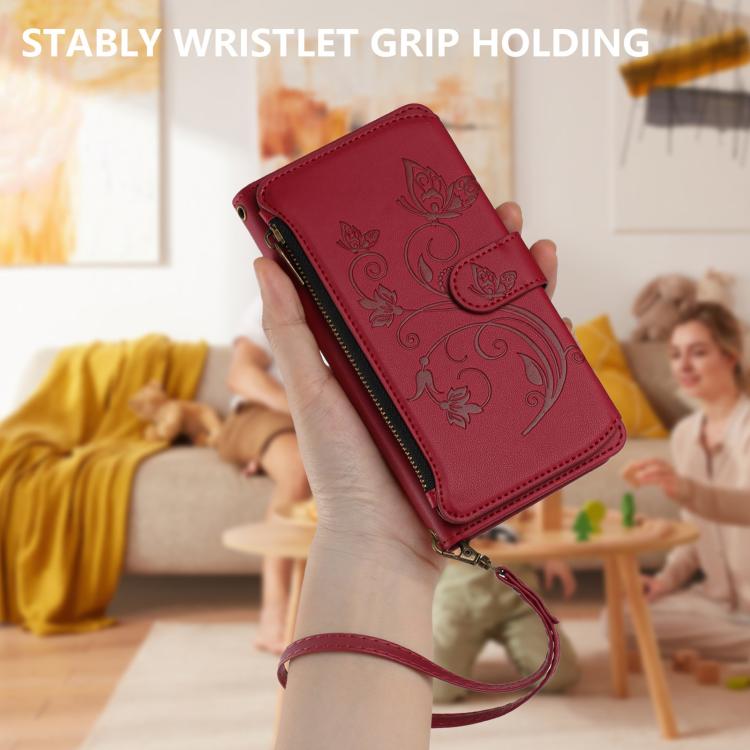 For Cubot A40 Butterfly Love Flower Multi-card Zipper Wallet Leather Phone Case