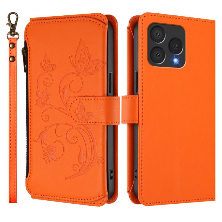 For Cubot A40 Butterfly Love Flower Multi-card Zipper Wallet Leather Phone Case