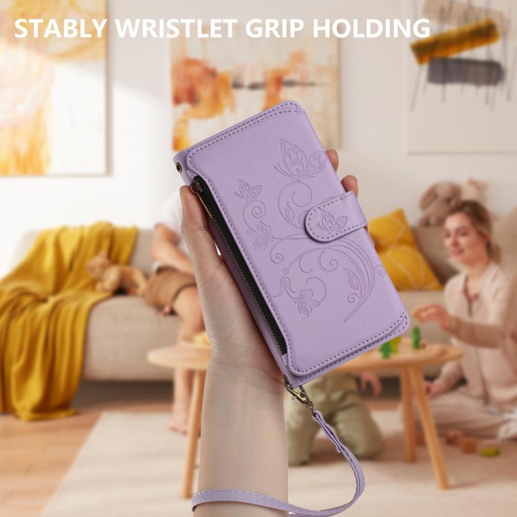 For Cubot A40 Butterfly Love Flower Multi-card Zipper Wallet Leather Phone Case