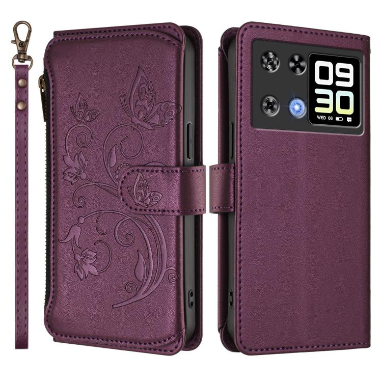 For Cubot P90 Butterfly Love Flower Multi-card Zipper Wallet Leather Phone Case