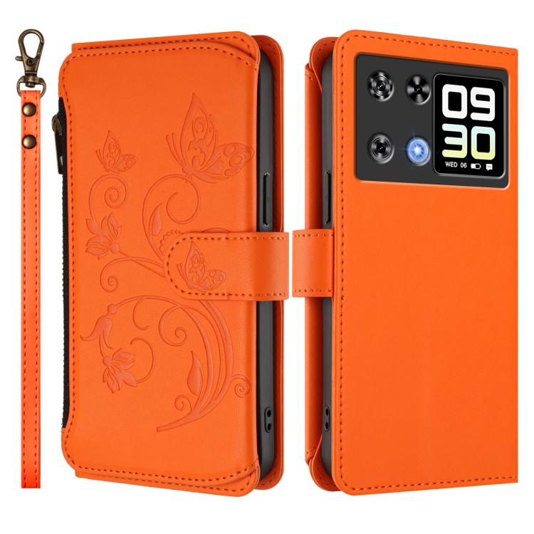 For Cubot P90 Butterfly Love Flower Multi-card Zipper Wallet Leather Phone Case