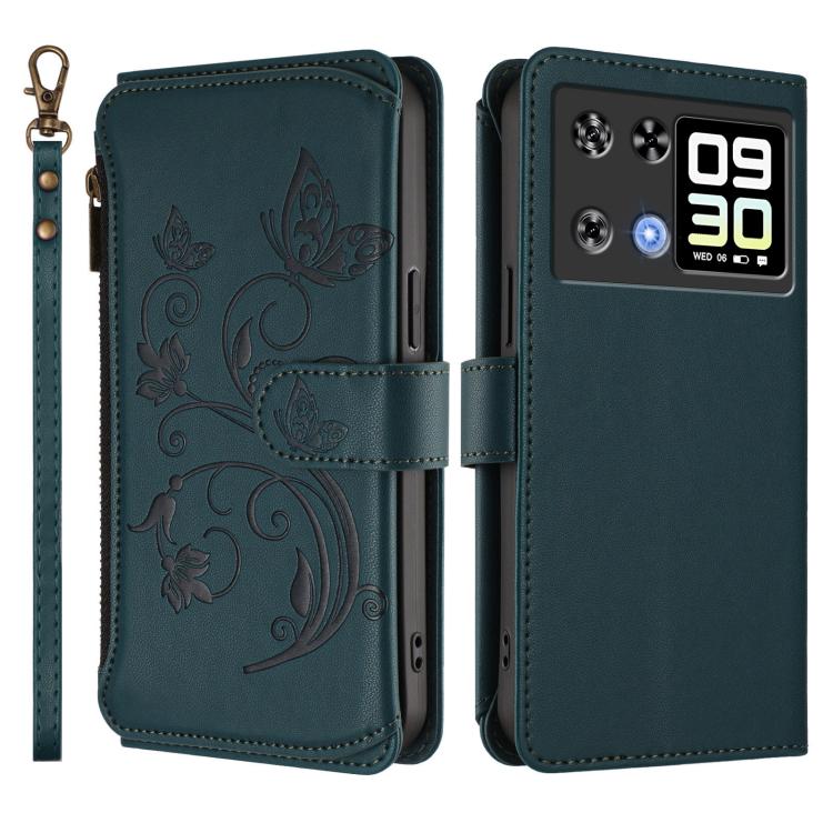 For Cubot P90 Butterfly Love Flower Multi-card Zipper Wallet Leather Phone Case