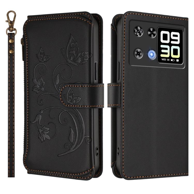 For Cubot P90 Butterfly Love Flower Multi-card Zipper Wallet Leather Phone Case