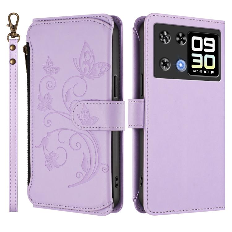 For Cubot P90 Butterfly Love Flower Multi-card Zipper Wallet Leather Phone Case