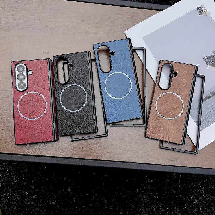 For Samsung Galaxy Z Fold7 Folding Shaft Magsafe Crazy Horse Texture Leather Phone Case