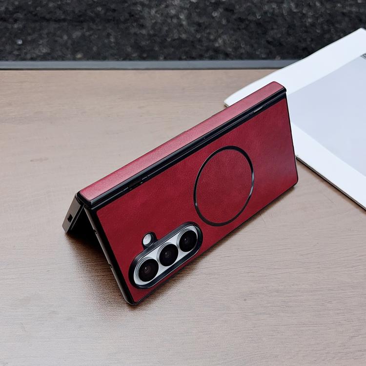 For Samsung Galaxy Z Fold7 Folding Shaft Magsafe Crazy Horse Texture Leather Phone Case