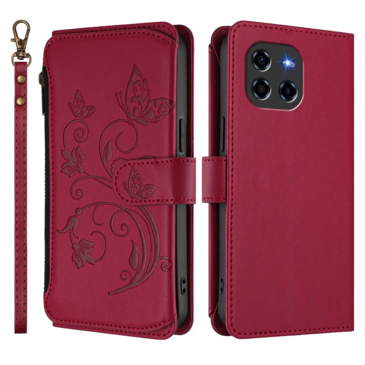 For Doogee Blade GT Butterfly Love Flower Multi-card Zipper Wallet Leather Phone Case