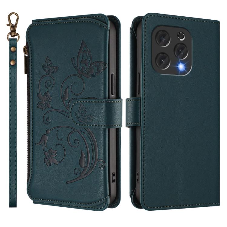 For Doogee N55 / N55 Plus Butterfly Love Flower Multi-card Zipper Wallet Leather Phone Case