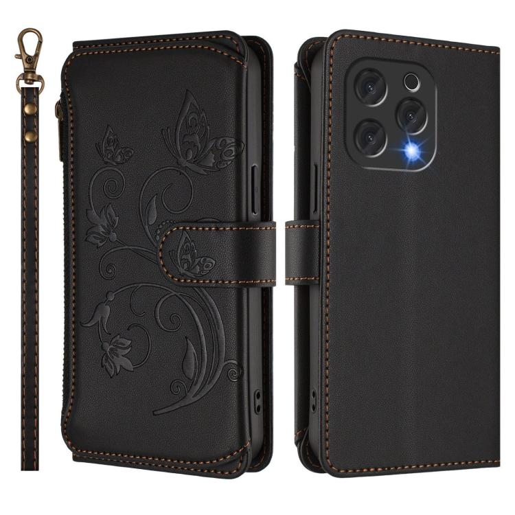 For Doogee N55 / N55 Plus Butterfly Love Flower Multi-card Zipper Wallet Leather Phone Case
