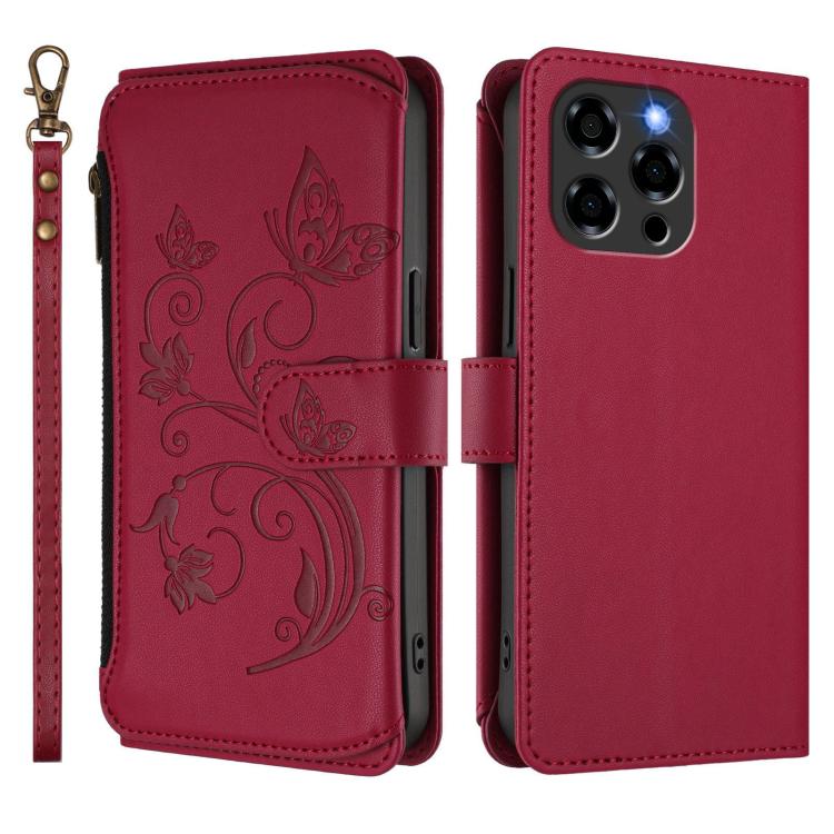 For Doogee Note 58 / Note 58 Pro Butterfly Love Flower Multi-card Zipper Wallet Leather Phone Case