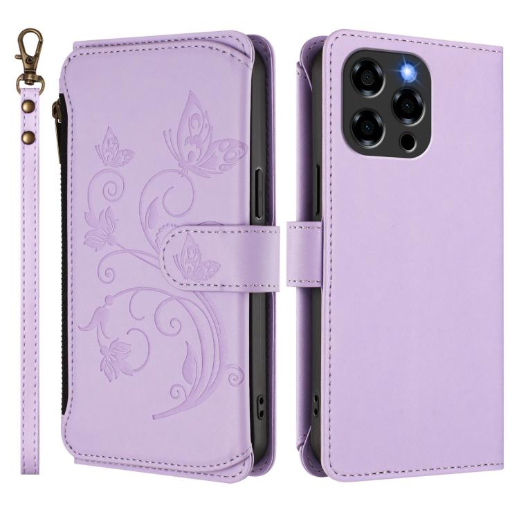 For Doogee Note 58 / Note 58 Pro Butterfly Love Flower Multi-card Zipper Wallet Leather Phone Case