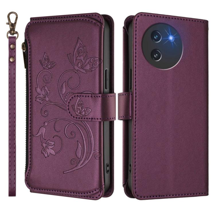 For Doogee Note 59 / Note 59 Pro Butterfly Love Flower Multi-card Zipper Wallet Leather Phone Case