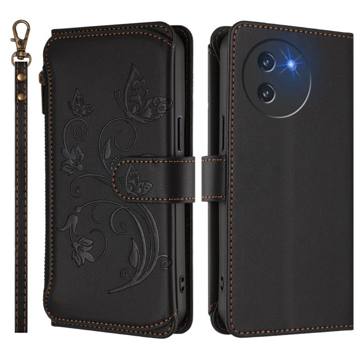 For Doogee Note 59 / Note 59 Pro Butterfly Love Flower Multi-card Zipper Wallet Leather Phone Case