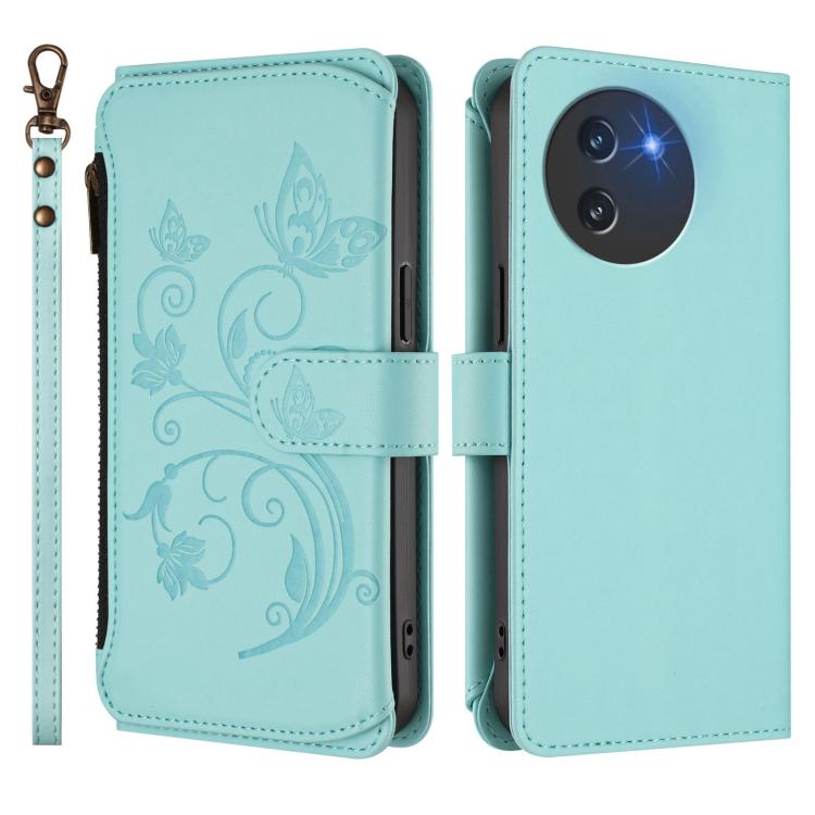 For Doogee Note 59 / Note 59 Pro Butterfly Love Flower Multi-card Zipper Wallet Leather Phone Case