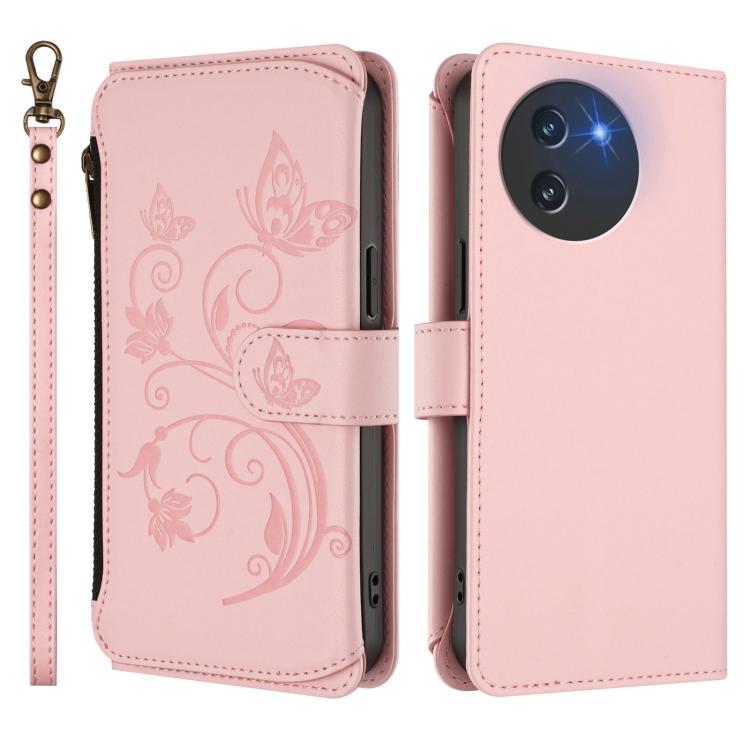 For Doogee Note 59 / Note 59 Pro Butterfly Love Flower Multi-card Zipper Wallet Leather Phone Case