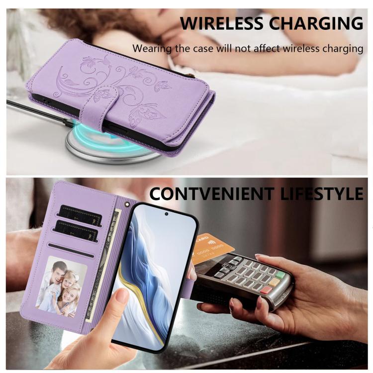 For Doogee Note 59 / Note 59 Pro Butterfly Love Flower Multi-card Zipper Wallet Leather Phone Case