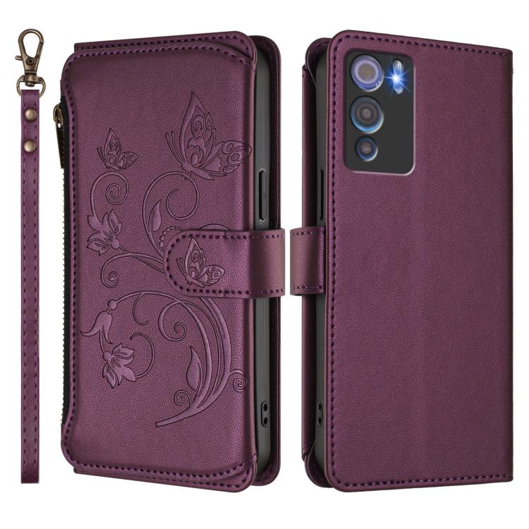For Doogee N60 Pro Butterfly Love Flower Multi-card Zipper Wallet Leather Phone Case