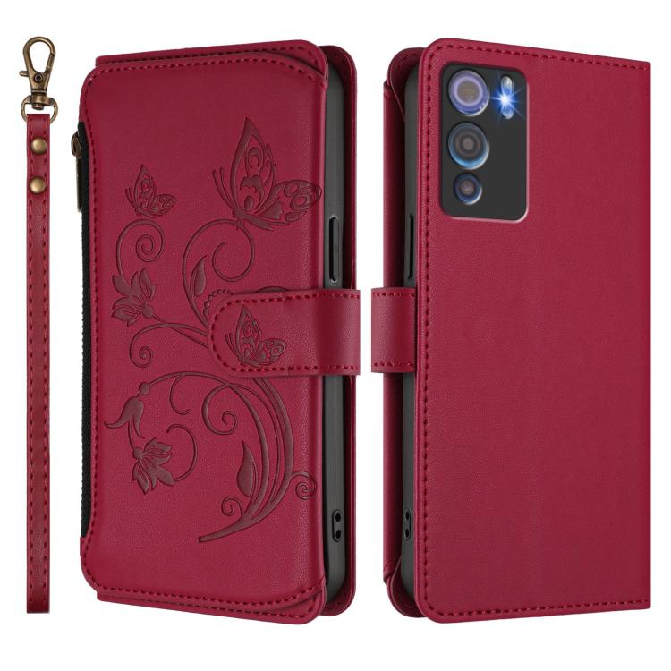 For Doogee N60 Pro Butterfly Love Flower Multi-card Zipper Wallet Leather Phone Case