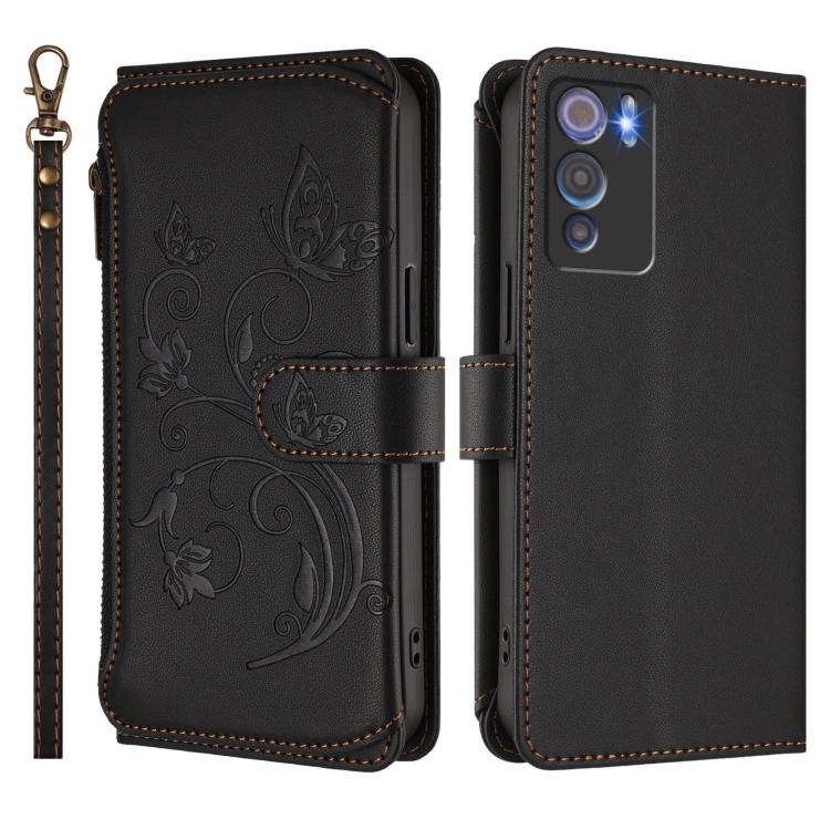 For Doogee N60 Pro Butterfly Love Flower Multi-card Zipper Wallet Leather Phone Case