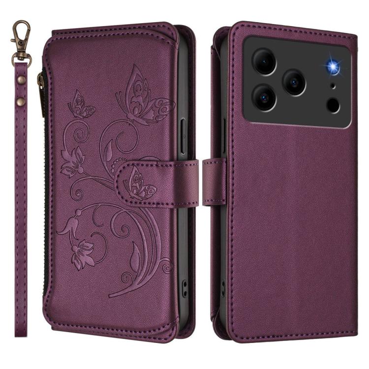 For Doogee Note 56 / Note 56 Pro Butterfly Love Flower Multi-card Zipper Wallet Leather Phone Case