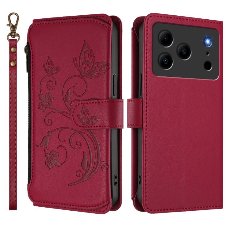 For Doogee Note 56 / Note 56 Pro Butterfly Love Flower Multi-card Zipper Wallet Leather Phone Case