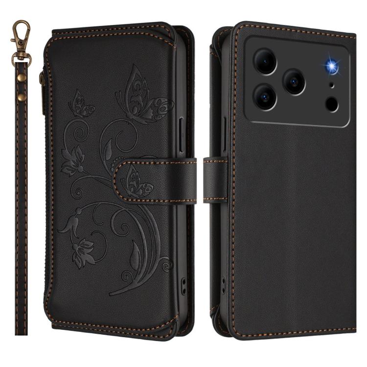 For Doogee Note 56 / Note 56 Pro Butterfly Love Flower Multi-card Zipper Wallet Leather Phone Case