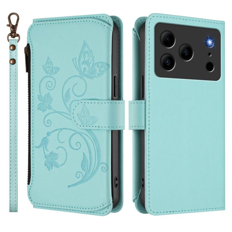 For Doogee Note 56 / Note 56 Pro Butterfly Love Flower Multi-card Zipper Wallet Leather Phone Case