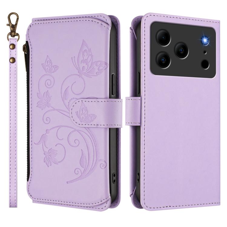 For Doogee Note 56 / Note 56 Pro Butterfly Love Flower Multi-card Zipper Wallet Leather Phone Case
