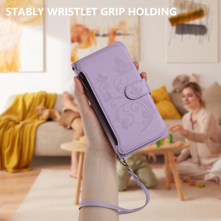 For Doogee Note 56 / Note 56 Pro Butterfly Love Flower Multi-card Zipper Wallet Leather Phone Case