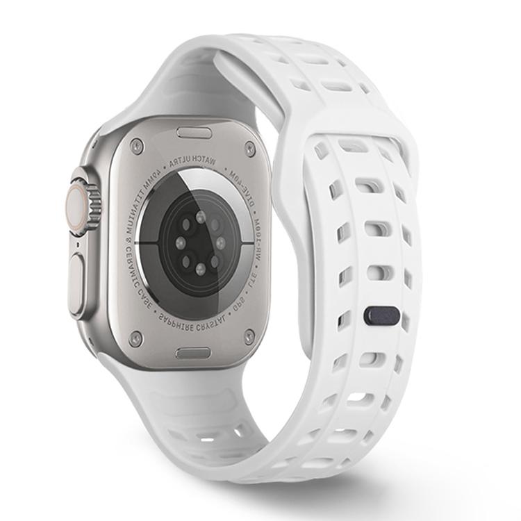 For Apple Watch 46mm / 49mm / 45mm / 44mm Shark Texture Holes Silicone Watch Band