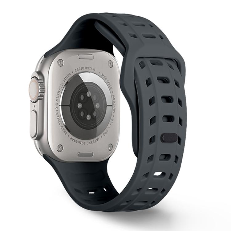 For Apple Watch 46mm / 49mm / 45mm / 44mm Shark Texture Holes Silicone Watch Band