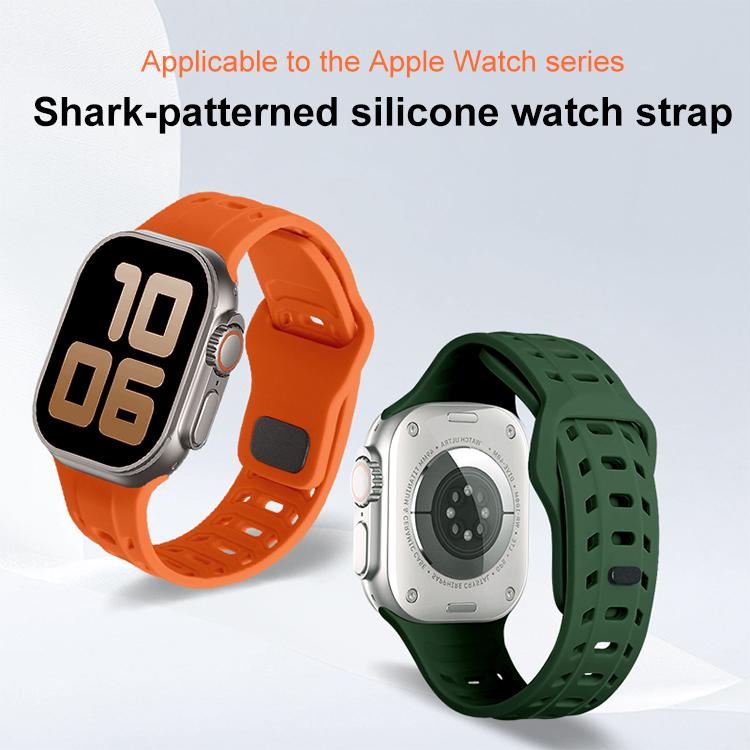 For Apple Watch 46mm / 49mm / 45mm / 44mm Shark Texture Holes Silicone Watch Band