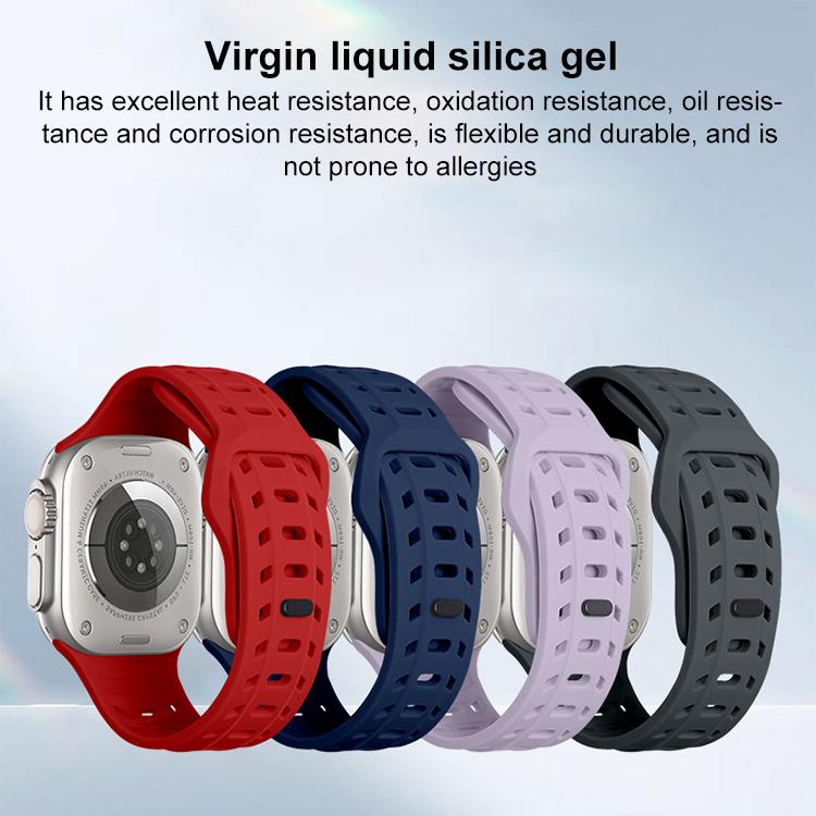 For Apple Watch 46mm / 49mm / 45mm / 44mm Shark Texture Holes Silicone Watch Band