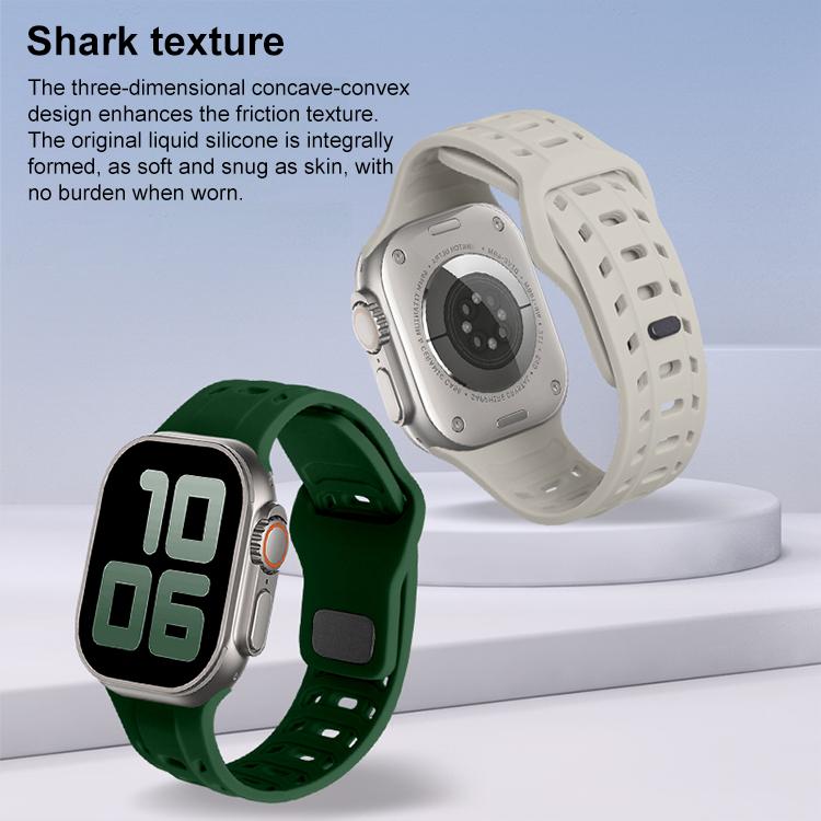 For Apple Watch 46mm / 49mm / 45mm / 44mm Shark Texture Holes Silicone Watch Band