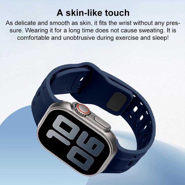 For Apple Watch 46mm / 49mm / 45mm / 44mm Shark Texture Holes Silicone Watch Band