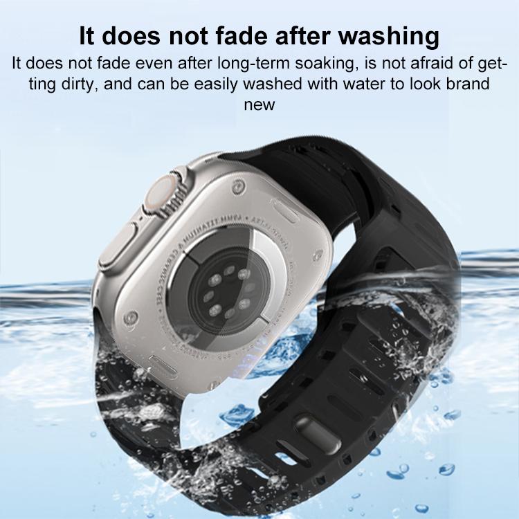 For Apple Watch 46mm / 49mm / 45mm / 44mm Shark Texture Holes Silicone Watch Band