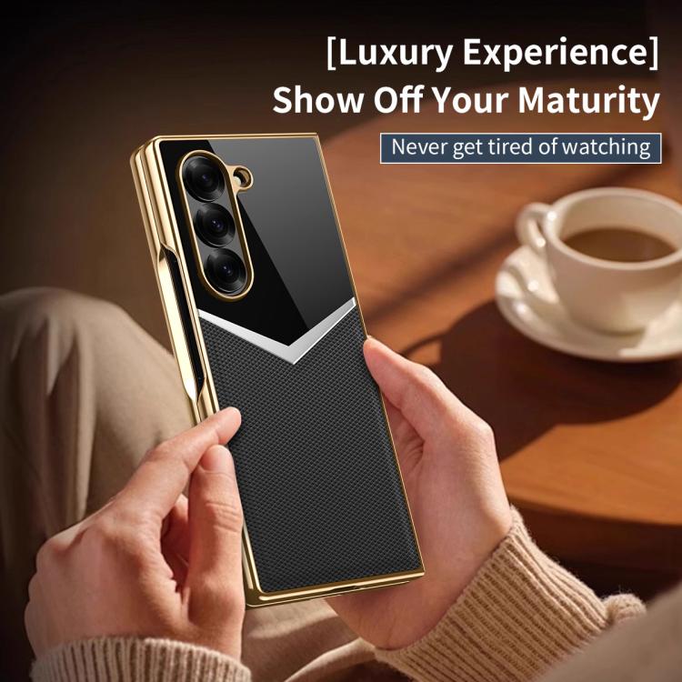 For Samsung Galaxy Z Fold5 5G Integrated Leather Contrast Color Folding Phone Case