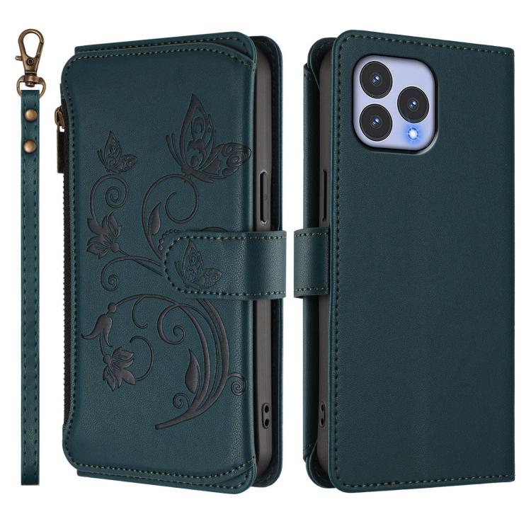 For Wiko T60 / Cubot P80 Butterfly Love Flower Multi-card Zipper Wallet Leather Phone Case